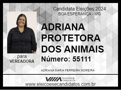 Candidato ADRIANA PROTETORA DOS ANIMAIS 2024 - BOA ESPERANÇA - Eleições