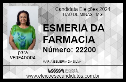 Candidato ESMERIA DA FARMACIA 2024 - ITAÚ DE MINAS - Eleições