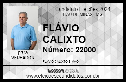 Candidato FLÁVIO CALIXTO 2024 - ITAÚ DE MINAS - Eleições