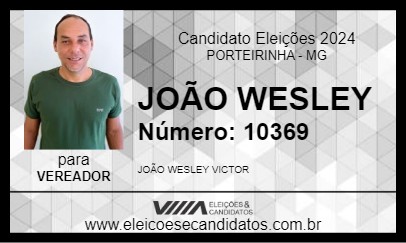 Candidato JOÃO WESLEY  2024 - PORTEIRINHA - Eleições