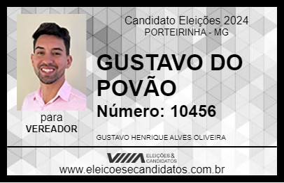 Candidato GUSTAVO DO POVÃO 2024 - PORTEIRINHA - Eleições