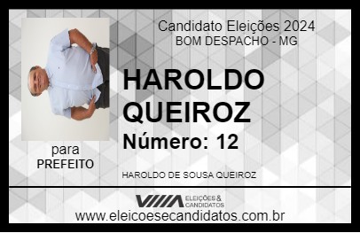 Candidato HAROLDO QUEIROZ 2024 - BOM DESPACHO - Eleições