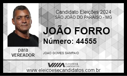 Candidato JOÃO FORRO 2024 - SÃO JOÃO DO PARAÍSO - Eleições