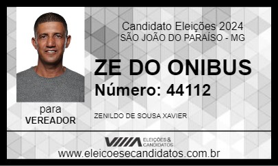 Candidato ZE DO ONIBUS 2024 - SÃO JOÃO DO PARAÍSO - Eleições