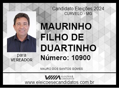 Candidato MAURINHO FILHO DE DUARTINHO 2024 - CURVELO - Eleições