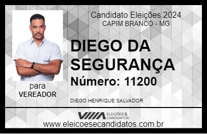 Candidato DIEGO DA SEGURANÇA 2024 - CAPIM BRANCO - Eleições