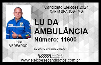 Candidato LU DA AMBULÂNCIA 2024 - CAPIM BRANCO - Eleições