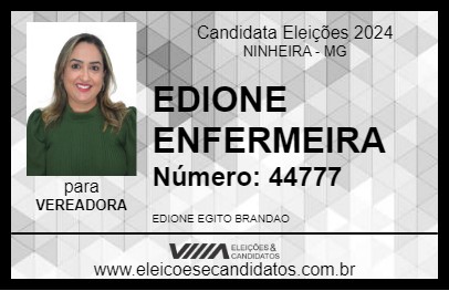 Candidato EDIONE ENFERMEIRA 2024 - NINHEIRA - Eleições