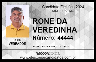 Candidato RONE DA VEREDINHA 2024 - NINHEIRA - Eleições