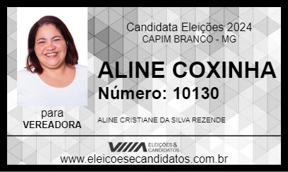 Candidato ALINE COXINHA 2024 - CAPIM BRANCO - Eleições