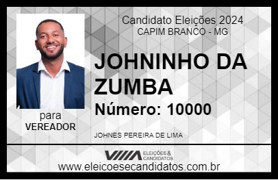 Candidato JOHNINHO DA ZUMBA 2024 - CAPIM BRANCO - Eleições