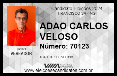 Candidato ADAO CARLOS VELOSO 2024 - FRANCISCO SÁ - Eleições