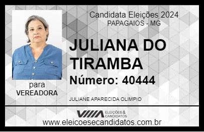 Candidato JULIANA DO TIRAMBA 2024 - PAPAGAIOS - Eleições