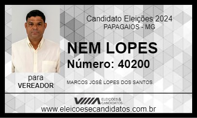 Candidato NEM LOPES 2024 - PAPAGAIOS - Eleições