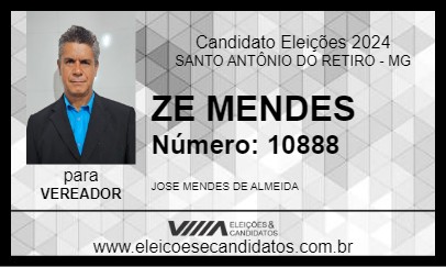 Candidato ZE MENDES 2024 - SANTO ANTÔNIO DO RETIRO - Eleições