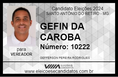 Candidato GEFIN DA CAROBA 2024 - SANTO ANTÔNIO DO RETIRO - Eleições