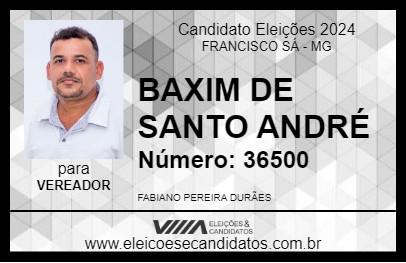 Candidato BAXIM DE SANTO ANDRÉ 2024 - FRANCISCO SÁ - Eleições