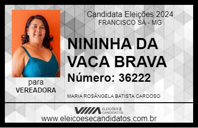 Candidato NININHA DA VACA BRAVA 2024 - FRANCISCO SÁ - Eleições