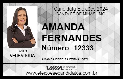 Candidato AMANDA FERNANDES 2024 - SANTA FÉ DE MINAS - Eleições