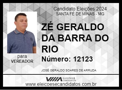 Candidato ZÉ GERALDO DA BARRA DO RIO 2024 - SANTA FÉ DE MINAS - Eleições