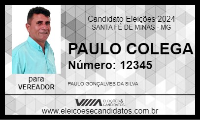 Candidato PAULO COLEGA 2024 - SANTA FÉ DE MINAS - Eleições