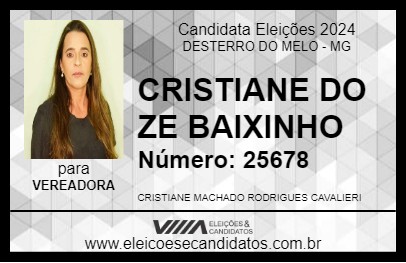 Candidato CRISTIANE DO ZE BAIXINHO 2024 - DESTERRO DO MELO - Eleições