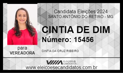 Candidato CINTIA DE DIM 2024 - SANTO ANTÔNIO DO RETIRO - Eleições