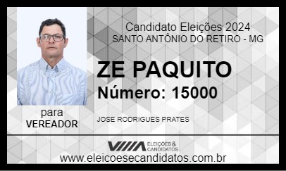 Candidato ZE PAQUITO 2024 - SANTO ANTÔNIO DO RETIRO - Eleições