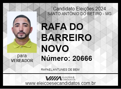 Candidato RAFA DO BARREIRO NOVO 2024 - SANTO ANTÔNIO DO RETIRO - Eleições