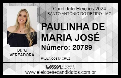 Candidato PAULINHA DE MARIA JOSÉ 2024 - SANTO ANTÔNIO DO RETIRO - Eleições