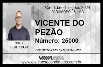 Candidato VICENTE DO PEZÃO 2024 - PARAISÓPOLIS - Eleições