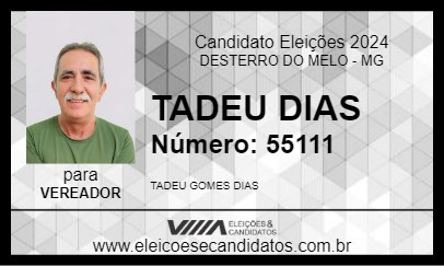 Candidato TADEU DIAS 2024 - DESTERRO DO MELO - Eleições