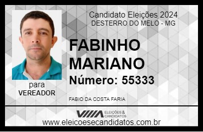 Candidato FABINHO MARIANO 2024 - DESTERRO DO MELO - Eleições