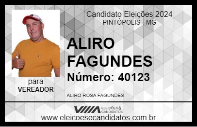 Candidato ALIRO FAGUNDES 2024 - PINTÓPOLIS - Eleições