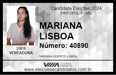 Candidato MARIANA LISBOA 2024 - PINTÓPOLIS - Eleições