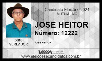 Candidato JOSE HEITOR 2024 - MUTUM - Eleições