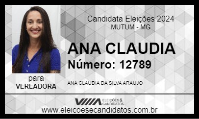 Candidato ANA CLAUDIA 2024 - MUTUM - Eleições