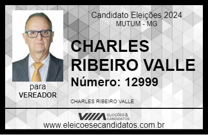 Candidato CHARLES RIBEIRO VALLE 2024 - MUTUM - Eleições