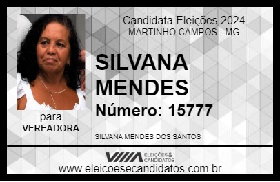 Candidato SILVANA MENDES 2024 - MARTINHO CAMPOS - Eleições