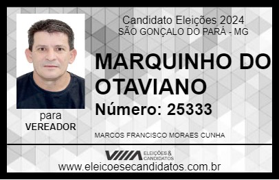 Candidato MARQUINHO DO OTAVIANO 2024 - SÃO GONÇALO DO PARÁ - Eleições