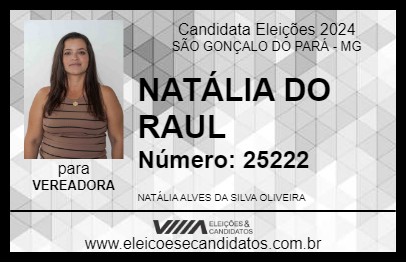 Candidato NATÁLIA DO RAUL 2024 - SÃO GONÇALO DO PARÁ - Eleições