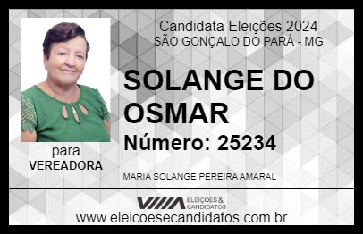 Candidato SOLANGE DO OSMAR 2024 - SÃO GONÇALO DO PARÁ - Eleições