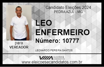 Candidato LEO ENFERMEIRO 2024 - PEDRA AZUL - Eleições