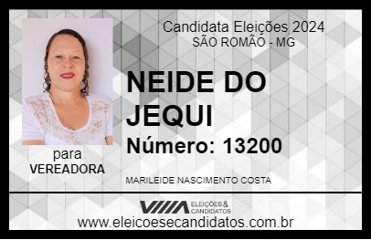 Candidato NEIDE DO JEQUI 2024 - SÃO ROMÃO - Eleições