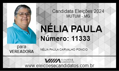 Candidato NÉLIA PAULA 2024 - MUTUM - Eleições