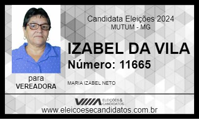 Candidato IZABEL DA VILA 2024 - MUTUM - Eleições