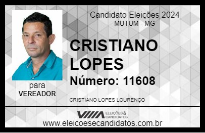 Candidato CRISTIANO LOPES 2024 - MUTUM - Eleições