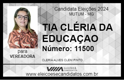 Candidato TIA CLÉRIA DA EDUCAÇAO 2024 - MUTUM - Eleições