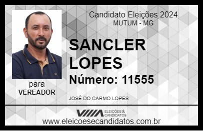 Candidato SANCLER LOPES 2024 - MUTUM - Eleições