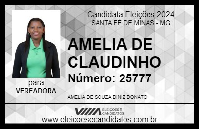 Candidato AMELIA DE CLAUDINHO 2024 - SANTA FÉ DE MINAS - Eleições